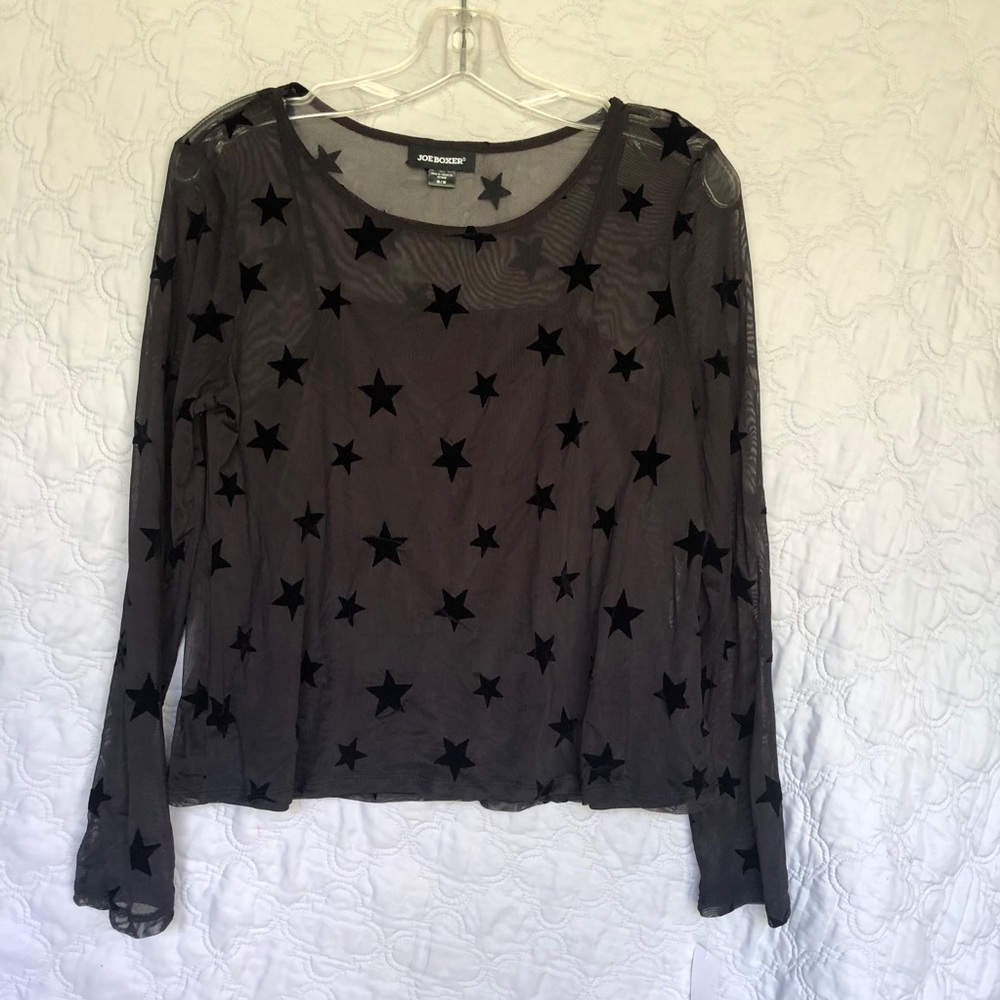 JOE BOXER Mesh Black Star Top